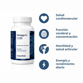 InnerMe Omega 3 TG | 800mg EPA + 400mg DHA | Alta Absorción en Triglicéridos Naturales | 60 Cápsulas Blandas Sin Sabor a Pescado | Aceite de Pescado C
