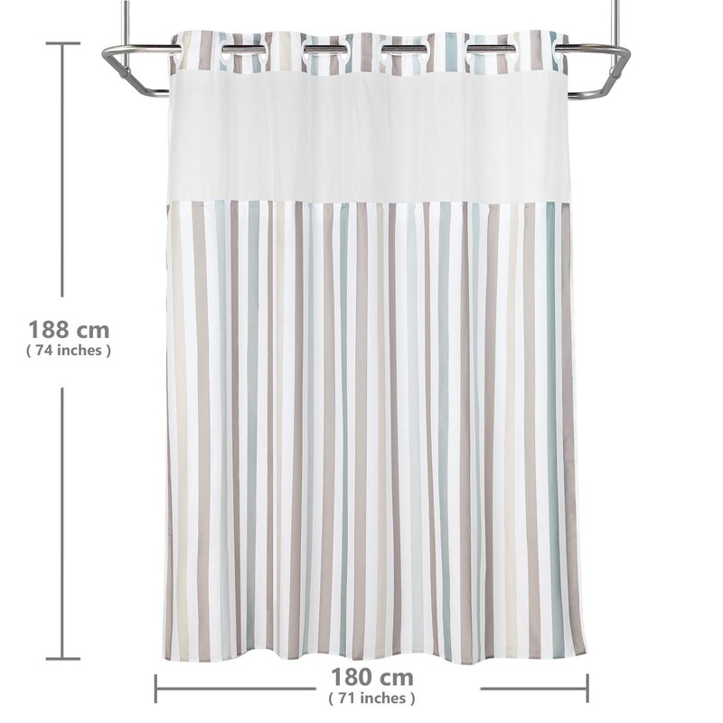 Lagute SnapHook Stijl Shower Curtain with Snap-in Liner| No Hook