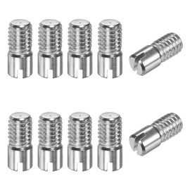 M METERXITY 10-Pack M6 x 14mm Slotted Cylindrical Pin Dowel, 304 Stainless Steel External Thread Locating Dowel Parallel Pins for Metal Devices/Wooden Projects [Silver Tone]