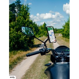 Archy Base Soporte Porta Celular para Motocicleta Rotacion 360 Aleacion Metal Ultra Firme Vertical Universal Accesorios para Moto Motoneta Espejo Retrovisor Seguro (11261C2) (Negro)