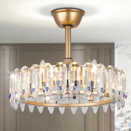 Cold Ceiling Fan with LED Light and Remote Control Chandelier Fan with Pendant Lights CE CertifiedLamp Power(W): 60, Number of Lights: 6 BULBS, Shade  color: Gold, Design Style: Modern