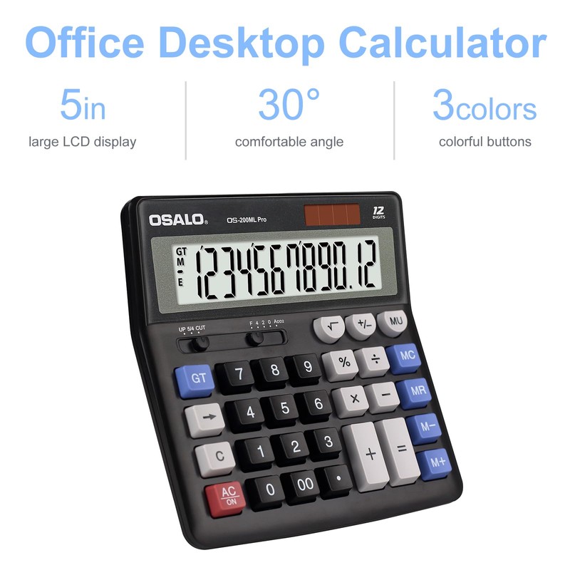 OSALO Calculator Large Buttons Extra Large Display 12 Digit Desk