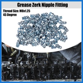 VekAuto 50 Pcs M8x1.25 Grease Nipple Fitting Bend 45 Degree Angle Galvanized Steel Grease Zerk Fitting Adapter for Car Truck Automotive Mechanical Lubrication Auto Accessories