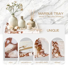 MAONAME Natural Marble Tray, Vanity Decorative Tray, Rectangle Bathroom Storage Tray, Stone Countertop Organizer Tray for Jewerly, Cosmetic 12"x 8"