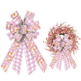 Glodecart Large Baby Girl Bow for Wreath, Baby Shower Wreath Bow for Gender Reveal Décor Baby Shower Bow for Front Door Indoor Outdoor Wall Tree Topper Decoration Supplies Surprise Hanging Ornament