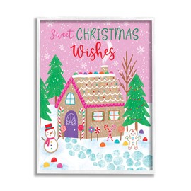 Stupell Industries Sweet Christmas Wishes Quirky Candy Gingerbread House, Design by Nina Seven