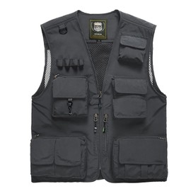 Spanye Vest Outdoor Men's Vests Summer Fishing Photography Quick Dry Waistcoat Multi-pocket (Style 02 Grey, Large)