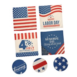 MERRYHAPY 4pcs Independence Day Cushion Covers American Patriotic Pillow Cover Festive Decor for Home Elegant Design for Sofa Living Room for Friends Family