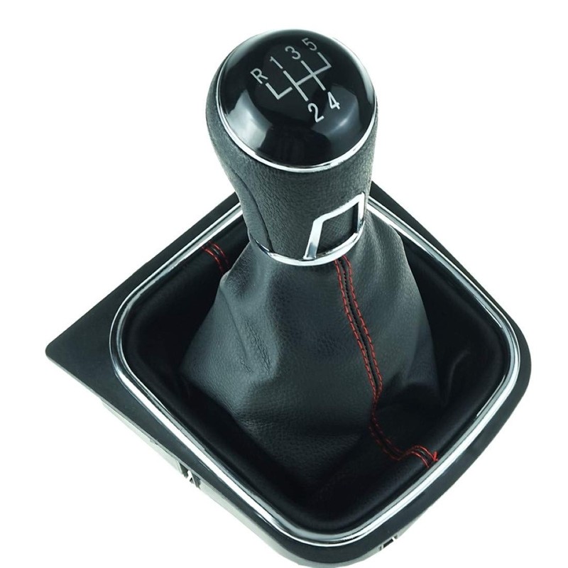 Do!LED Gear Knob Gear Stick Boot 5 Gears Red Stitching