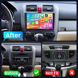Car Stereo Radio for Honda CRV 2007-2011, 4G RAM 64G ROM 5G WiFi Wireless Carplay Android Auto 9 Inch Touchscreen GPS Navigation with Bluetooth 1080P Backup Camera SWC FM Radio