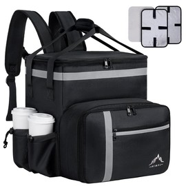 GoHimal Food Delivery Backpack,insulated food delivery bags for Delivery Bike,Large Pizza Delivery Bag for HOT/COLD with 4 Pockets Reflective Perfect for Uber Eats,Camping & Beach - Color: Black
