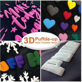 Heflashor Puff Vinyl Heat Transfers Iron on HTV Assorted 11 Solid Colors, 3D Foamed Puffy Vinyl PU Heat Press 12x10 Inch Easy Cut Weed Iron on Puff Vinyl for T-Shirts, Soft Fabric Crafts Supplies