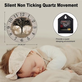 ArogGeld Brown Tree Wooden Wall Clock Vintage Battery Operated Silent Non Ticking Clocks Numerals Decorative for Kitchen Living Room Bedroom Office Farmhouse Gift 10 Inch