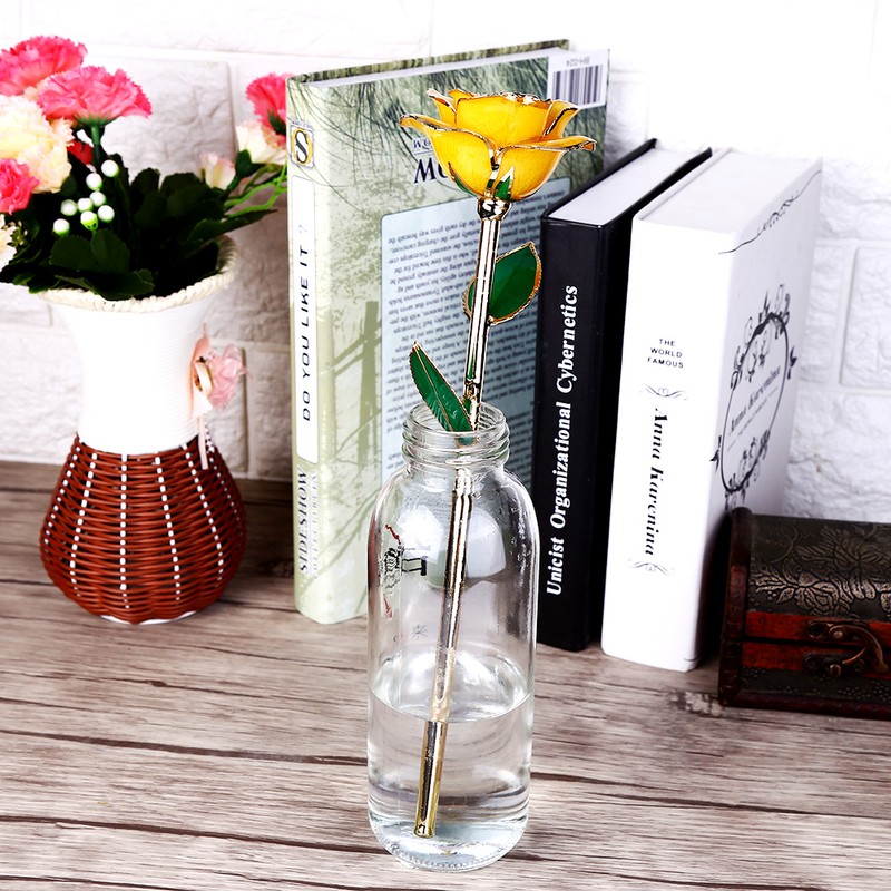 Gold Dipped Rose Flowers Love Gift for Girlfriend Birthday Christmas