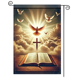 Nuxovilar Christian Faith Garden Flag 12X18 IN Double Sided Bible, Cross & Holy Spirit Dove Religious Garden Flags for Home Church Yard Outside Decoration