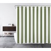 LB Sage Green and White Striped Fabric Shower Curtain for