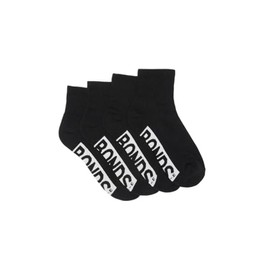 4 Pairs X Bonds Kids Logo Cushioned Quarter Crew Black Socks 13-3 Quarter Crew Socks