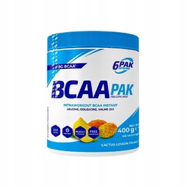 6PAK Nutrition - BCAA Pak - Amino Acids - Vitamins - Dietary Supplement - Regeneration After Training - 400g Powder - (Lemon with Cactus)