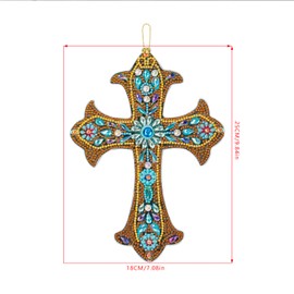 DCIDBEI Diamond Painting Special Crucifix Cross Wall || 17 cm x 25 cm || Diamond Bead Crystal Stick On Craft || |||Jesus Religion Wall Hanging Decor