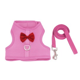 MiOYOOW Small Pet Chest Harness, Adjustable Rabbit & Ferret Harness with Leash Set, Breathable Mesh Walking Vest, Black, S Size