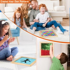 Sensolio 3-Piece Square Double-Sided Sequin Panels - Interactive Sensory Wall Décor for Kids, Wooden Frame Reversible Sequin Fabric for Multi-Sensory Rooms, Autism Classrooms, and Therapy Play