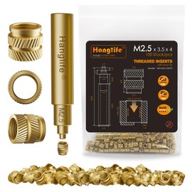 HANGLIFE M2.5 Threaded Inserts with Soldering Tips, Melting Aid, Press-in Nuts with Soldering Iron Tips for 3D Printing Accessories, Brass Metric Melting Thread Sleeve, Threaded Inserts (Pack of 100)