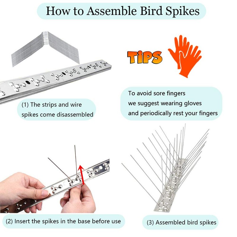 PANGCH Bird Spikes,Stainless Steel Bird Spikes Metal Bird Spikes Fence
