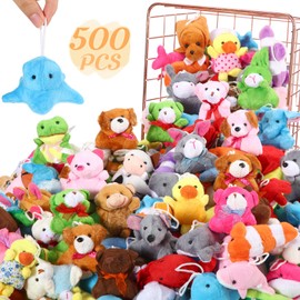 Hungdao 500 Pcs Mini Stuffed Animals Toys Bulk Mini Animal Plush Toy Assortment Set Tiny Small Animal Toys Gifts Carnival Classroom Prizes for Boys Girls Party Favors Wedding Valentine Stocking Stuff