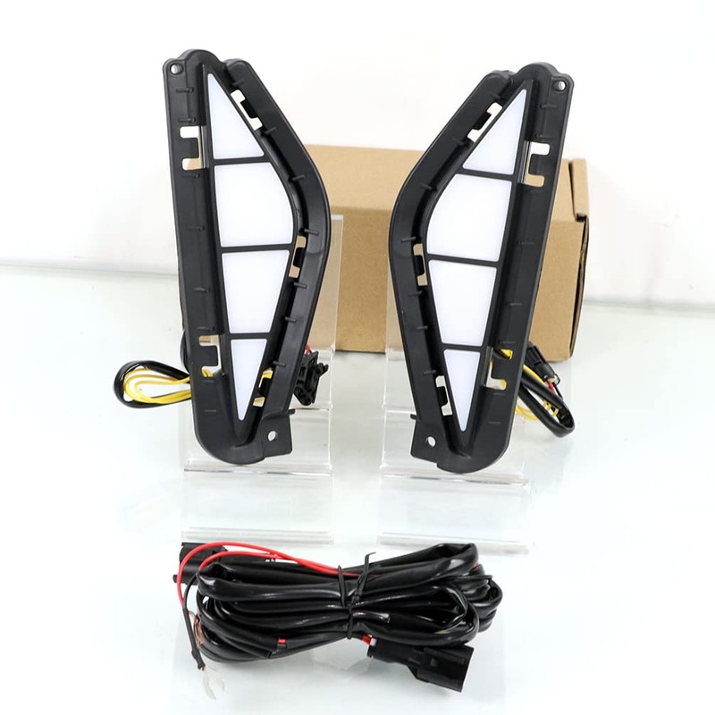 ECAHAYAKU Car LED DRL With Dynamic Turn Signal Yellow For