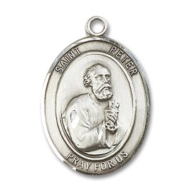 Bliss Sterling Silver Saint Peter the Apostle Medal Pendant Necklace 24" Chain GiftBox