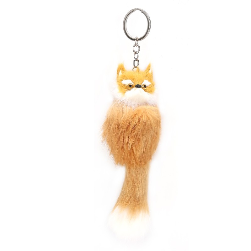 5pcs Handicraft Fluffy Animal Keychain Portable Cute Key Ring Car