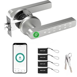 JUGLUTE Cerradura Inteligente 5 en 1 Huella/APP/Contraseña - Desbloqueo Digital con Tarjeta IC y Llave Mecánica - Chapa Electrónica Exterior IP55 Antihuellas