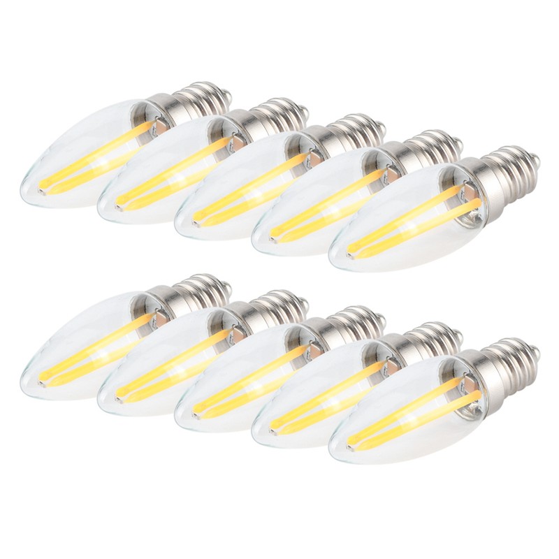 10Pcs E12 Long Filament Small LED Light Bulbs Dimmable Lamp