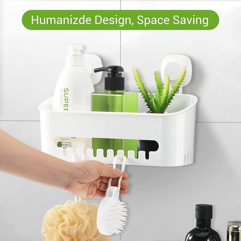 LUXEAR Suction Cup Shower Caddy - No Drilling Removable Shelf