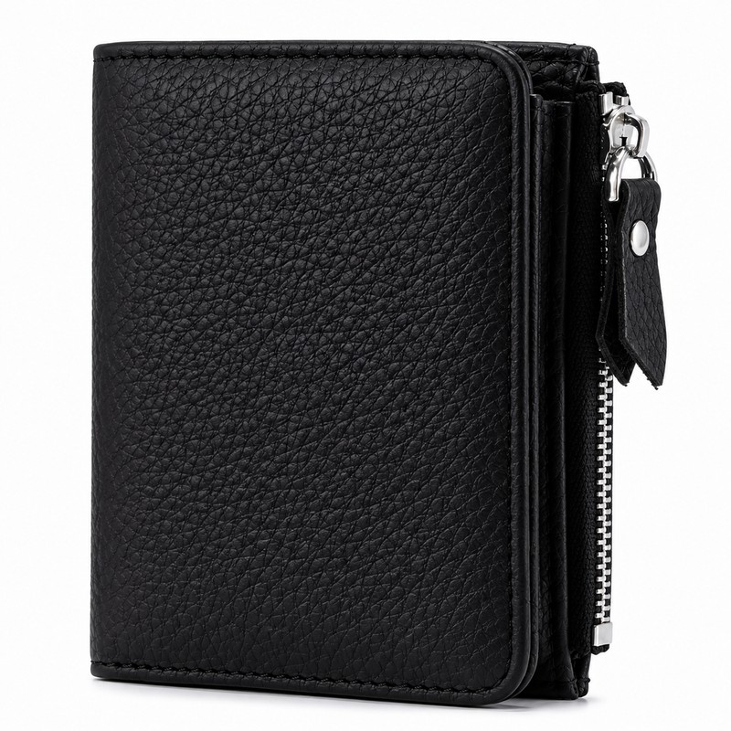 Genuine Leather RFID Wallet – Slim Zipper Coin Purse and