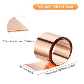 uxcell Copper Sheet Roll 3500mm x 200mm x 0.1mm, 99.9% Pure Copper Strip Copper Flashing Metal Foil Plate for Electricity DIY Projects (Multiple Sizes)