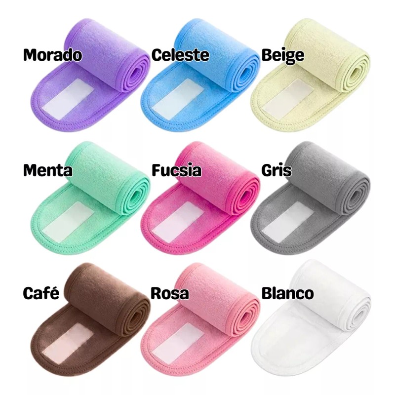 Veraly 15 Diademas Con Velkro Suave Lavable Para Spa Maquillaje