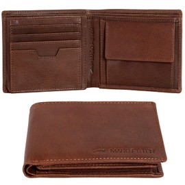 Marc Peter® Oslo Men's Leather Wallet with RFID Protection I Genuine Leather Wallet Large I 13 Compartments I Wallet for Men, rustic brown, Classic