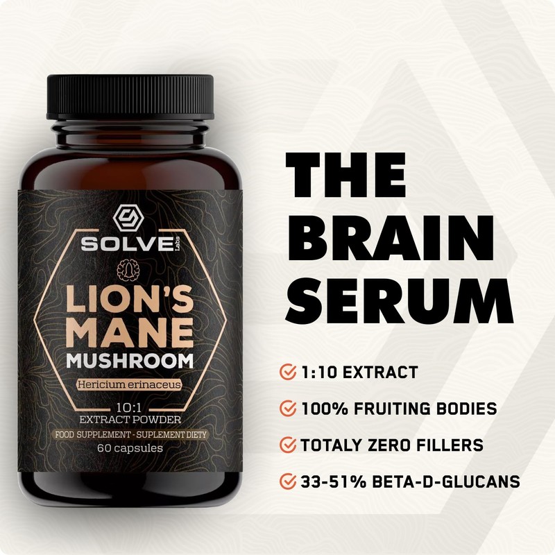SOLVE Labs® ● Premium Lion's Mane Capsules ● 100% Fruiting