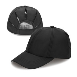 C.C Ponycap Messy High Bun Ponytail Adjustable Trucker Baseball Cap Hat Black