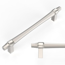 Amerdeco 10 Pack Brushed Satin Nickel Cabinet Pulls 5 Inch(128mm) Hole Center Drawer Pulls Cabinet Hardware Kitchen Cabinet Handles for Bathroom ZH0074