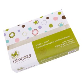 OsoCozy Organic Cotton Prefold Cloth Diapers Traditional Fit Small 4x8x4 Layering (6pk) - Super-Soft, Thick, Absorbent, Durable and Ecologically Friendlier. Unbleached Natural Color, Fits 7-15 lbs.