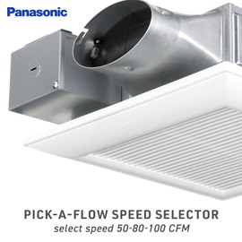 Panasonic WhisperValue Ceiling/Wall Mount Bathroom Exhaust Fan with Humidity Sensor, 50-80-100 CFM, FV-0510VSC1