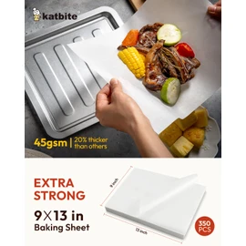 Katbite 350Pcs 9x13 In Parchment Paper Sheets, Heavy Duty White Baking Paper, Non-stick & Oil Proof for Oven, Air Fryer, Grilling, Steaming and Cooking Bread [Advanced Series]