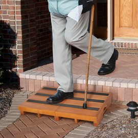 Wooden Step Stool, 3.5" One Step Non-Slip Outdoor Platform, Heavy Duty Mobility Half Steps for Seniors Adults With Bad Knee, No Assembly Required