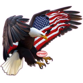 American Eagle Flag Patriotic Decal, Vinyl Sticker, Red White Blue (48" x 42")