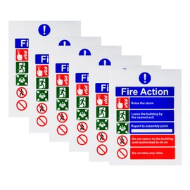 Thyonta Fire Safety Signs Fire Action Notice Sign 6PCS Fire Assembly Point Sign Outdoor for Safety Evacuation Guidance in Case of Fire