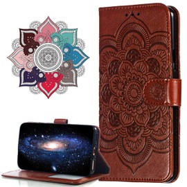 MRSTER Premium Leather Case for Oppo Find X2 Neo 5G, [Stand Stand] [Credit Card Holder] [Magnetic Closure] Wallet Case Cover for Oppo Find X2 Neo 5G. LD Mandala Brown