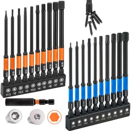 OSTTE 21Pcs Allen Wrench Drill Bit Set, 4" L Metric&SAE, S2 Alloy Steel