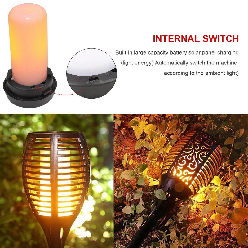 Claoner 4 PACK Flickering Solar Lights Flame Torch Outdoor Landscape
